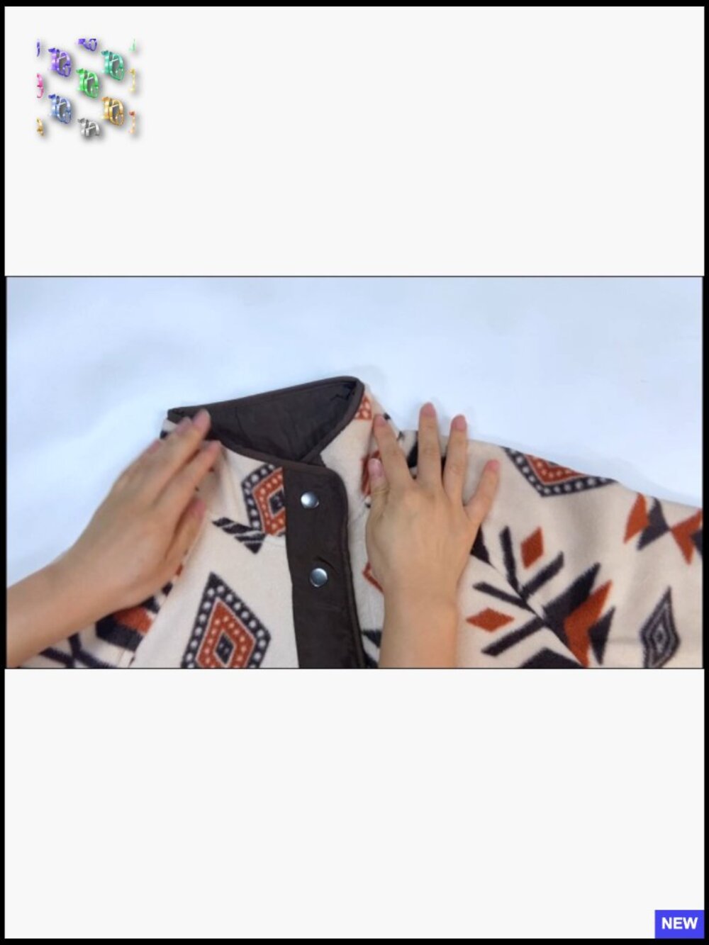 Western Aztec Print Fleece Jacket Snap Button Down Long Sleeve Shacket Pockets - Picture 7 of 7